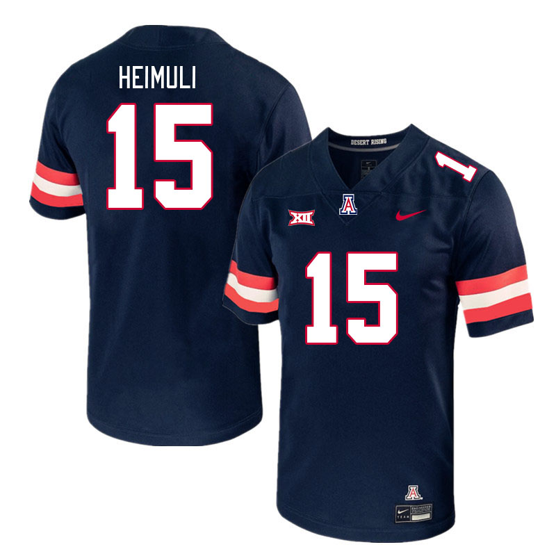 Arizona Wildcats #15 Daniel Heimuli Big 12 Conference College Football Jerseys Stitched Sale-Navy